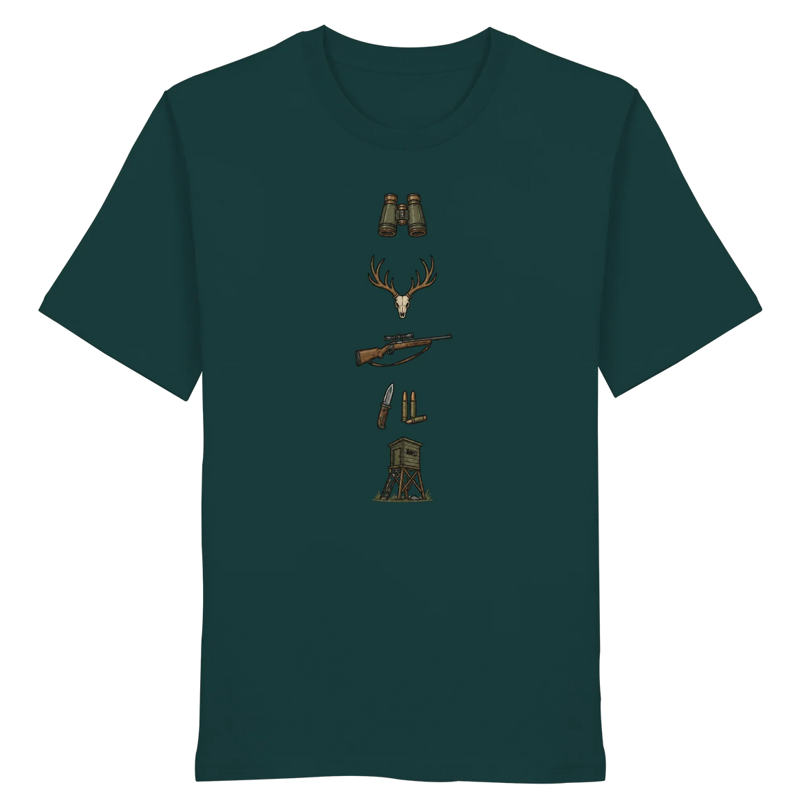 Deer Skull, Rifle & High Seat - Organic Shirt