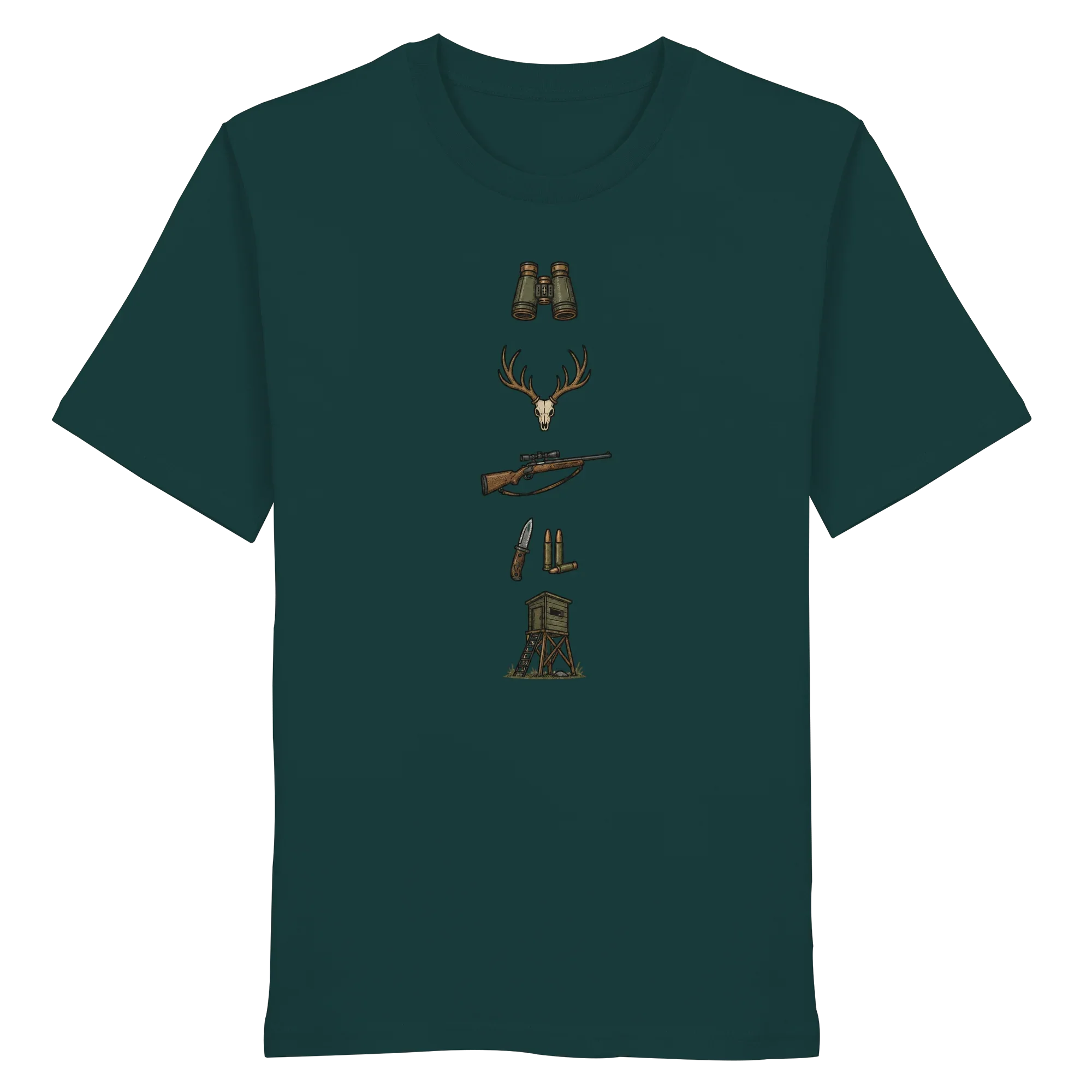 Deer Skull, Rifle & High Seat - Organic Shirt