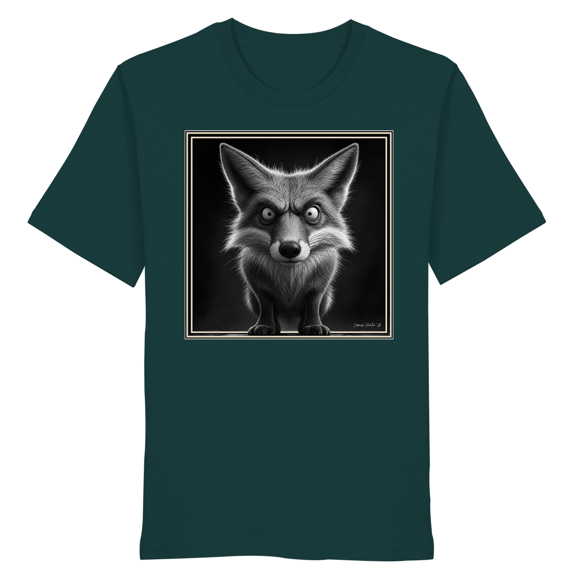 Grumpy Fox Caricature | James Hunter - Organic Shirt