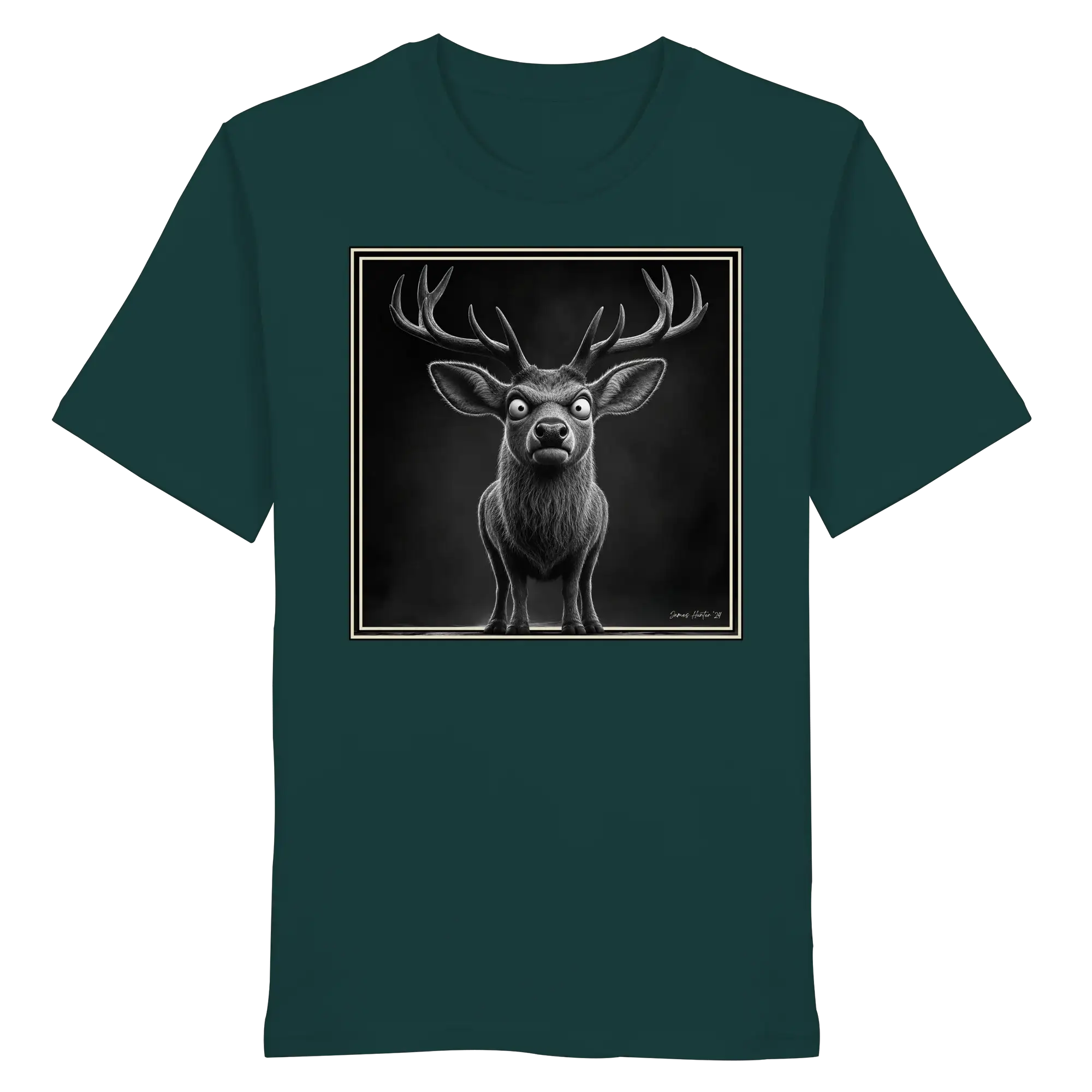 Funny Deer Hunting Apparel – Grumpy Stag Caricature - Organic Shirt