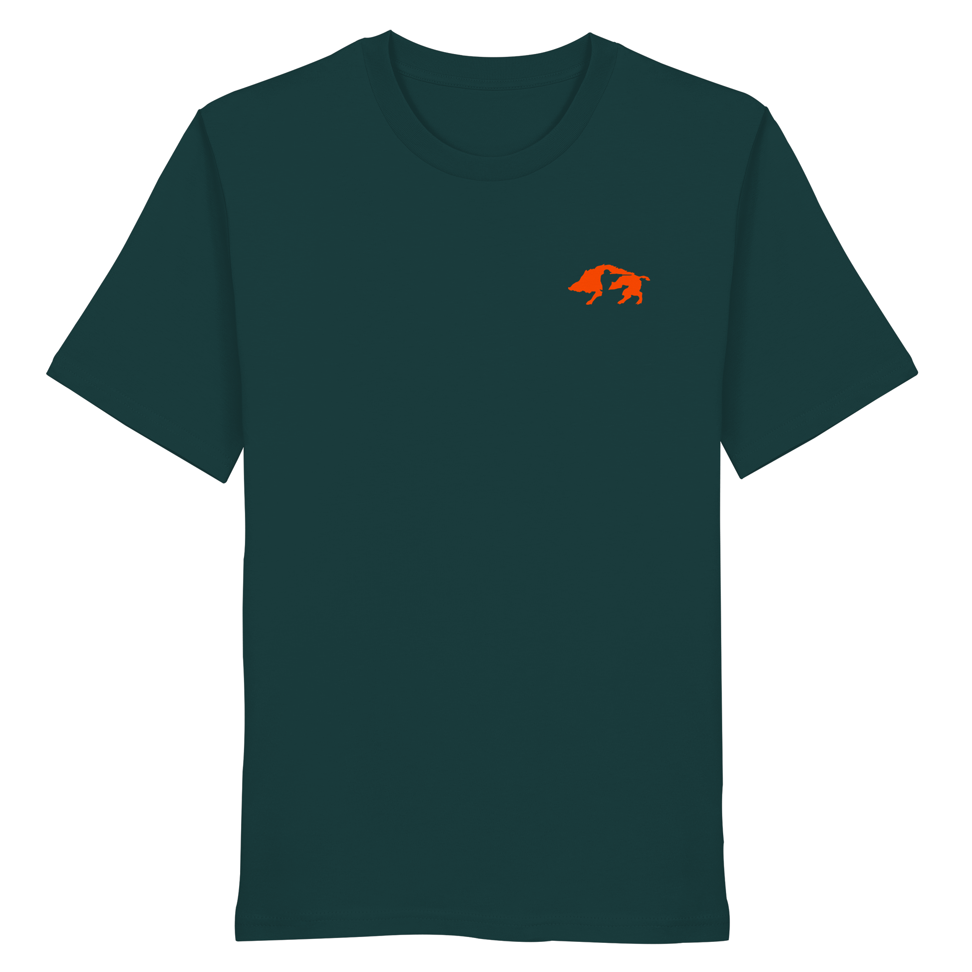 The Encounter — Boar & Hunter & Dog Silhouette Organic T-Shirt - Organic Shirt
