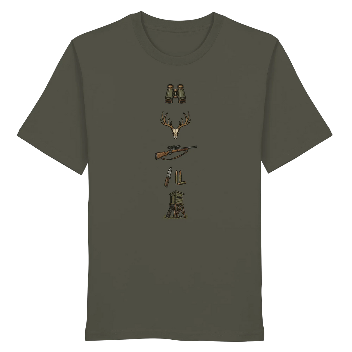 Deer Skull, Rifle & High Seat - Organic Shirt