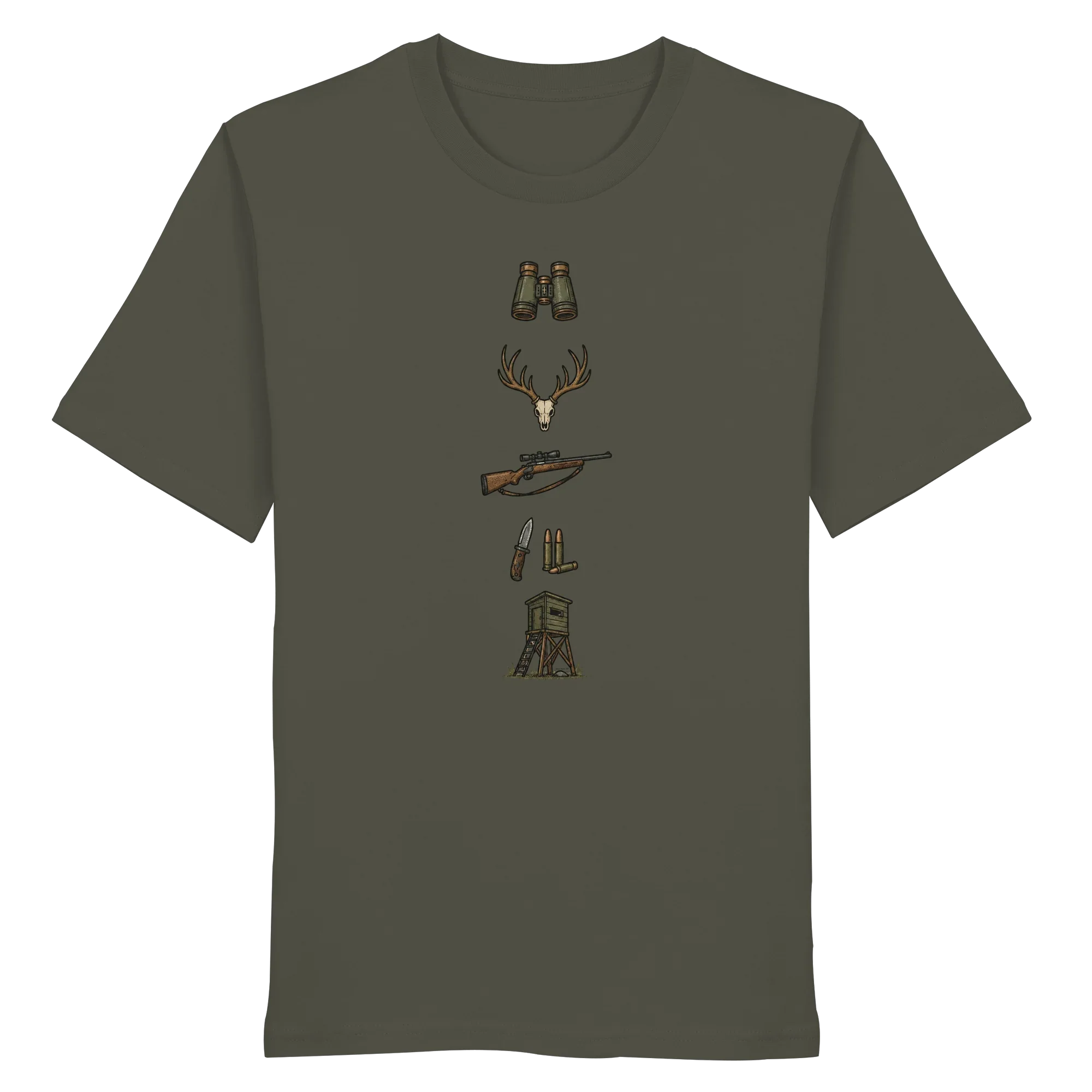 Deer Skull, Rifle & High Seat - Organic Shirt