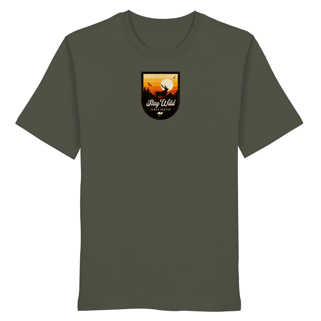 Stay Wild – Sunset Deer Badge - Organic Shirt