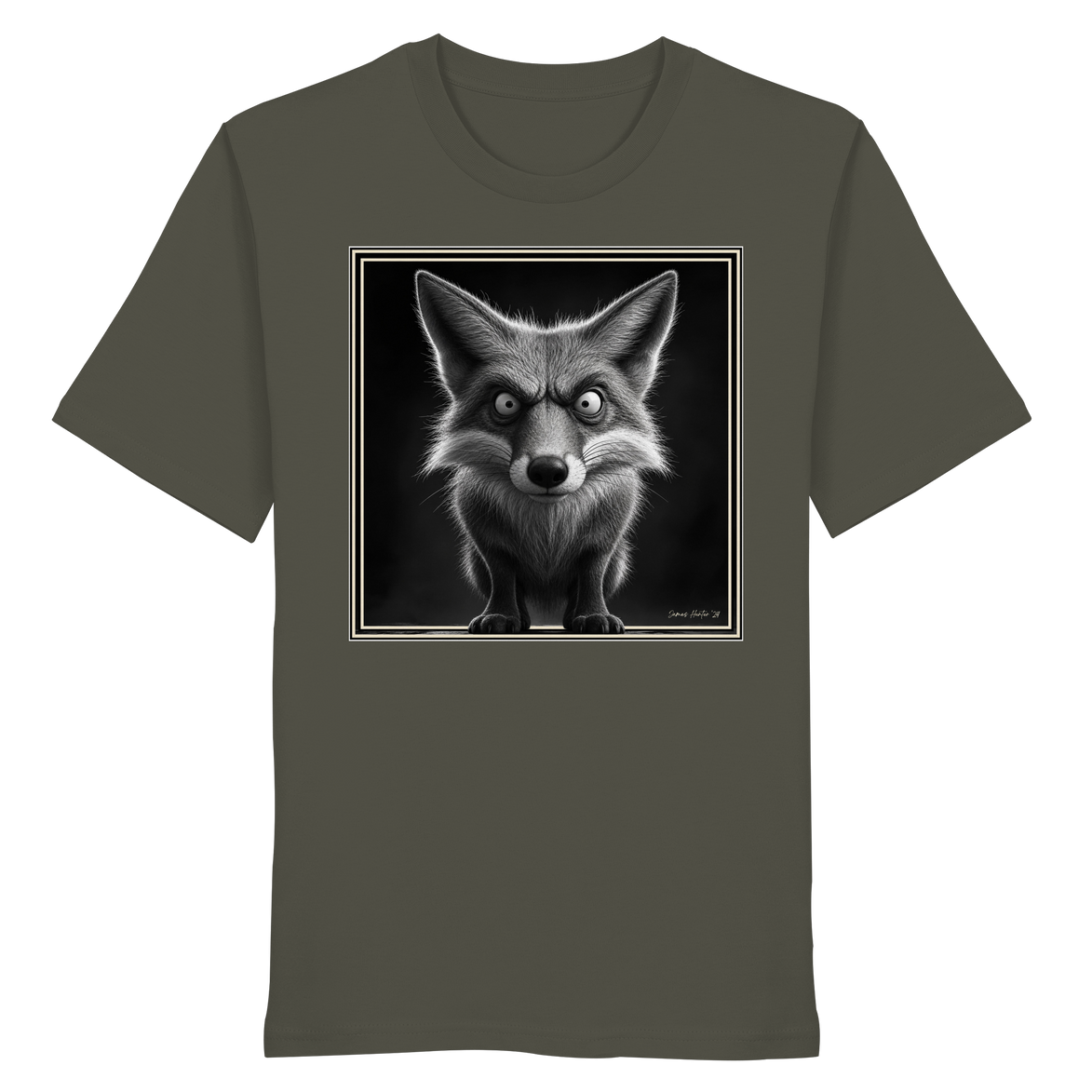 Grumpy Fox Caricature | James Hunter - Organic Shirt