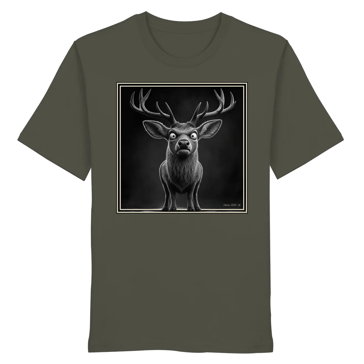 Funny Deer Hunting Apparel – Grumpy Stag Caricature - Organic Shirt