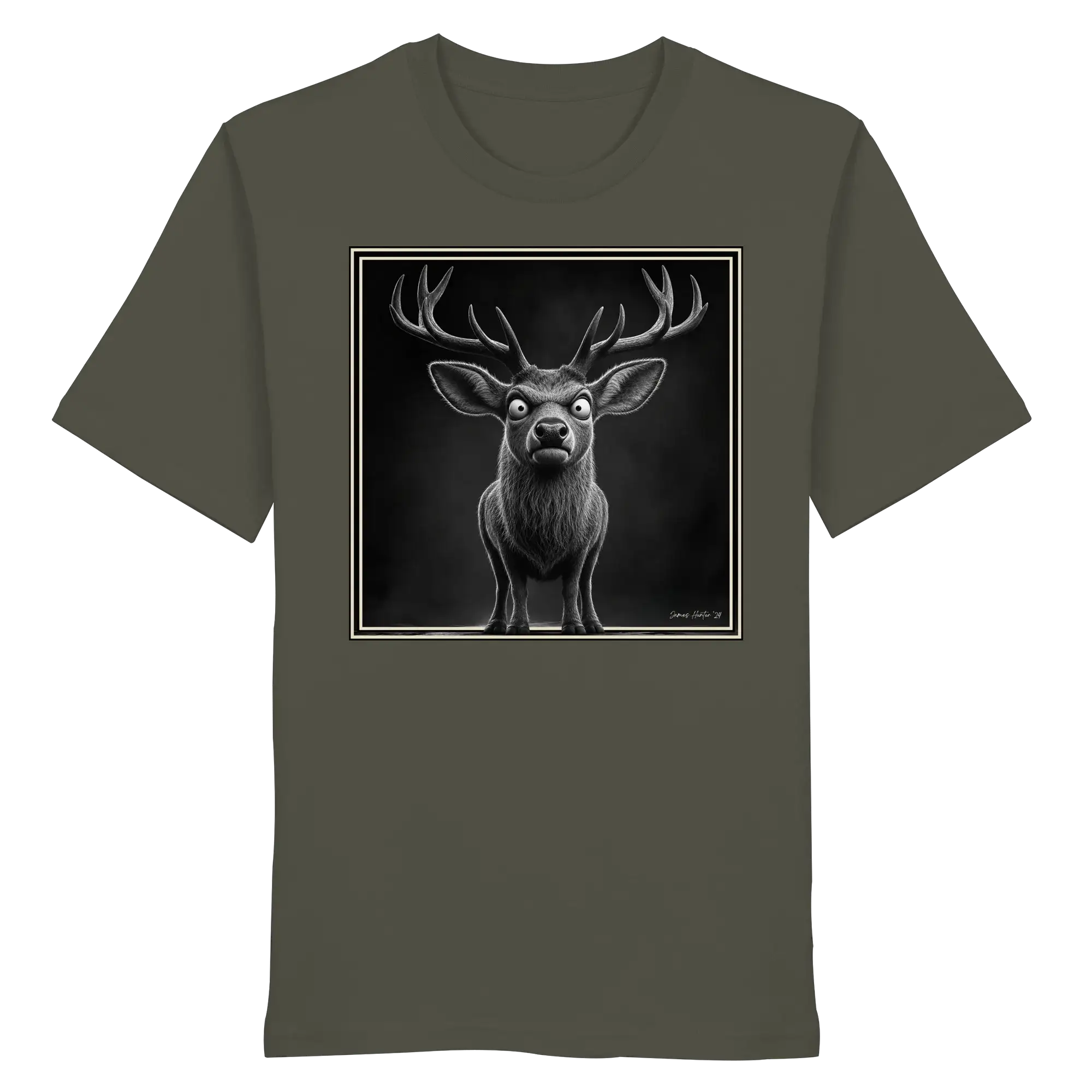 Funny Deer Hunting Apparel – Grumpy Stag Caricature - Organic Shirt