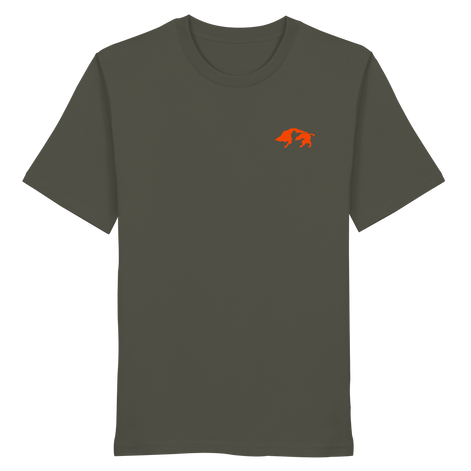 The Encounter — Boar & Hunter & Dog Silhouette Organic T-Shirt - Organic Shirt