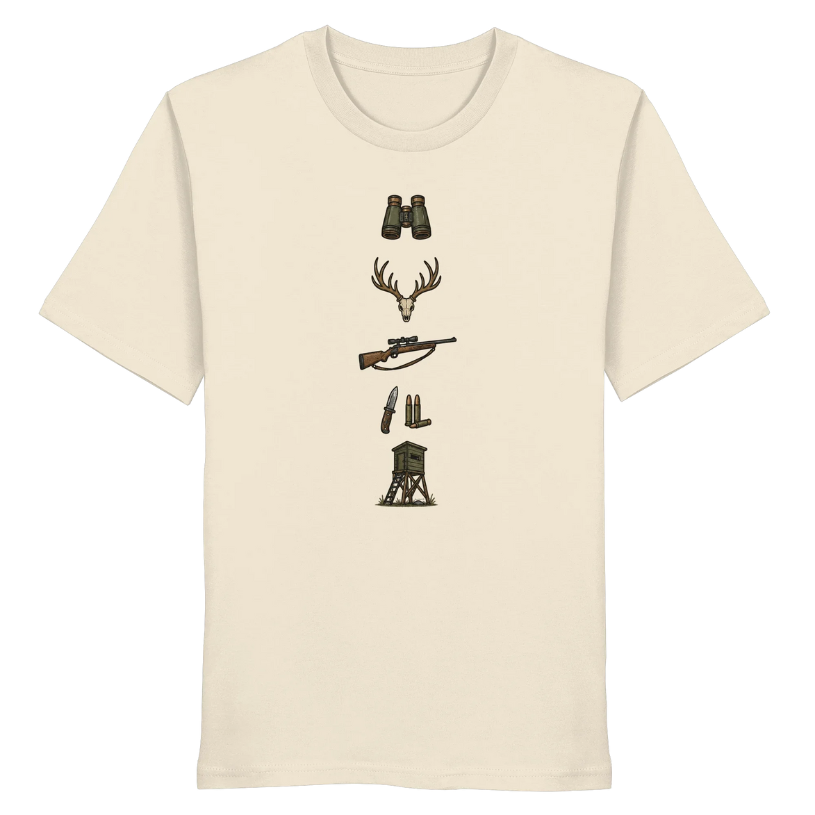 Deer Skull, Rifle & High Seat - Organic Shirt