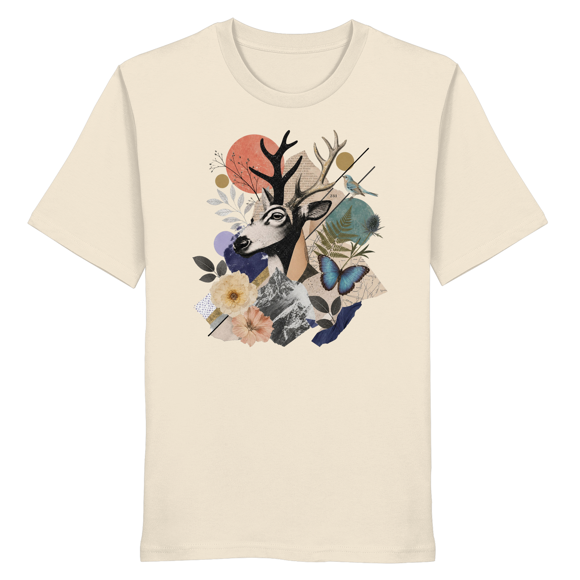Stag Portrait Collage - Organic Shirt