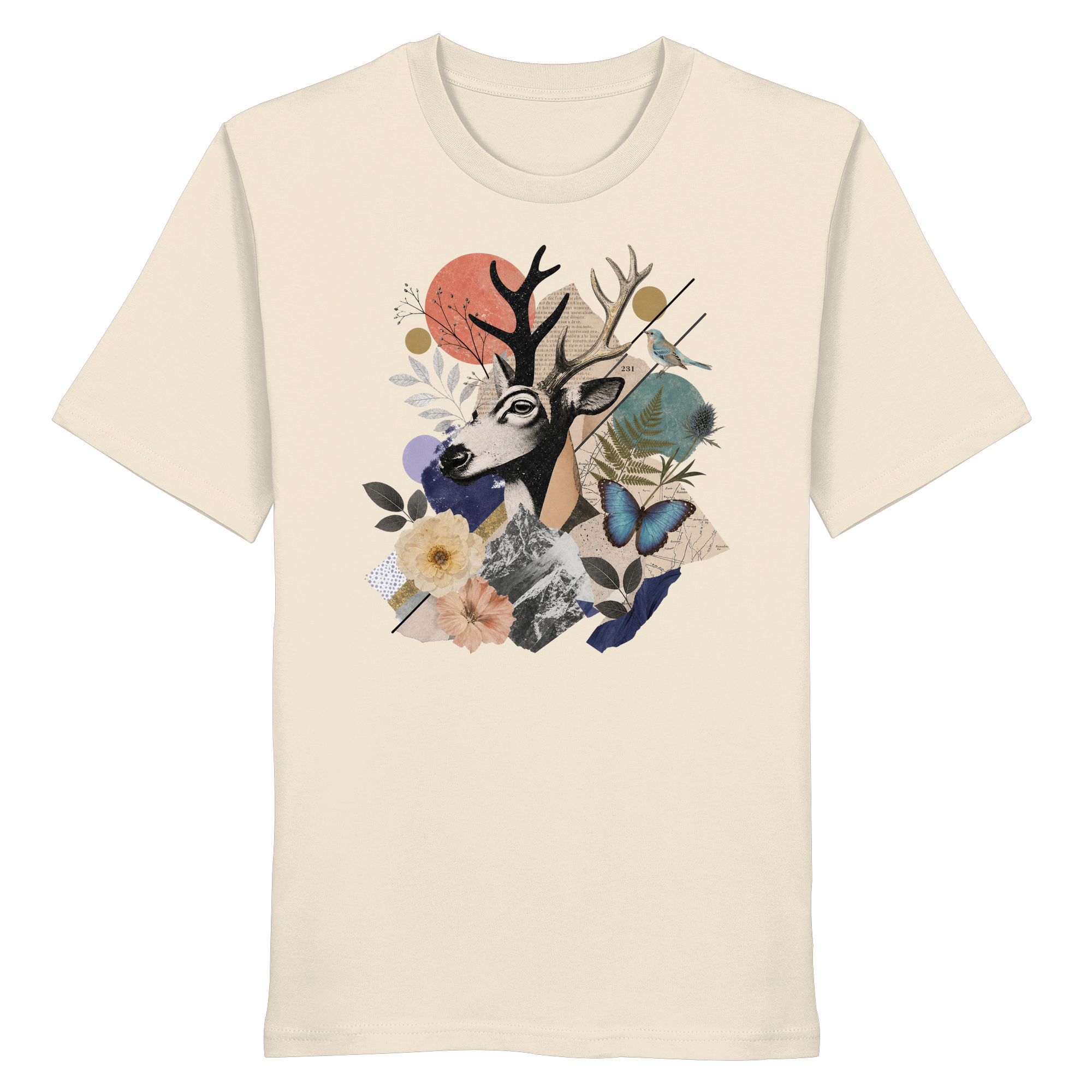 Stag Portrait Collage - Organic Shirt