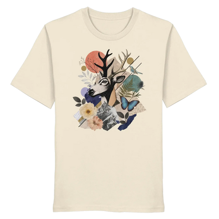 Hirsch Porträt Collage - Bio-Shirt