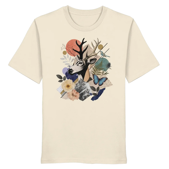 Stag Portrait Collage - Organic Shirt