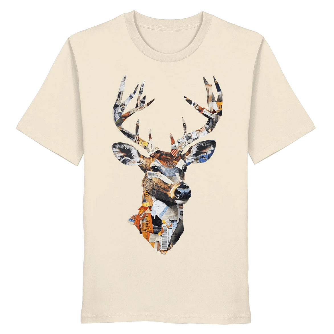 Unisex Paper Trail organic T-shirt from James Hunter's Art Collection No. 10 featuring natural, raw fabric detail.