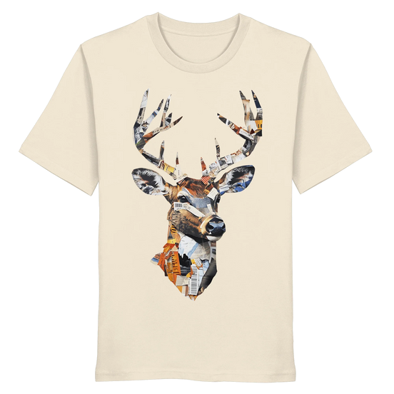Unisex Paper Trail organic T-shirt from James Hunter's Art Collection No. 10 featuring natural, raw fabric detail.