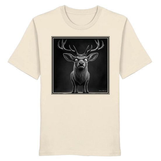Lustige Hirschjagd-Bekleidung – Griesgrämige Hirsch-Karikatur – Bio-Shirt
