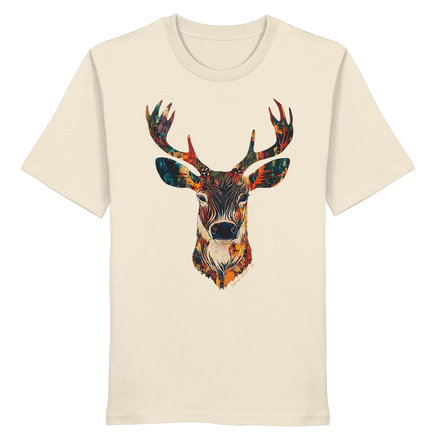 Unisex Autumn Crown organic T-shirt by James Hunter, featuring natural, raw print on front, from the Art Collection No. 9.