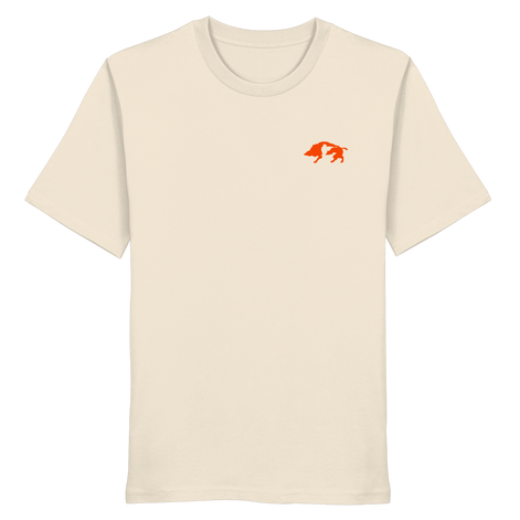 The Encounter — Boar & Hunter & Dog Silhouette Organic T-Shirt - Organic Shirt