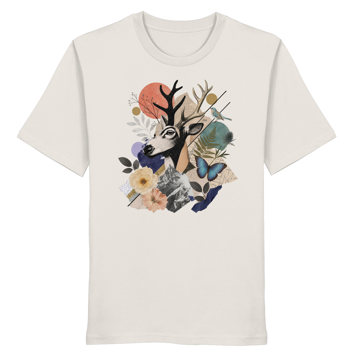 Stag Portrait Collage - Organic Shirt