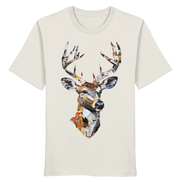 Unisex off-white Organic T-Shirt from James Hunter's Paper Trail Art Collection No. 10, featuring a natural and artistic design on the front.