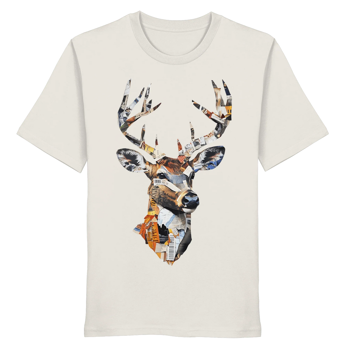 Unisex off-white Organic T-Shirt from James Hunter's Paper Trail Art Collection No. 10, featuring a natural and artistic design on the front.