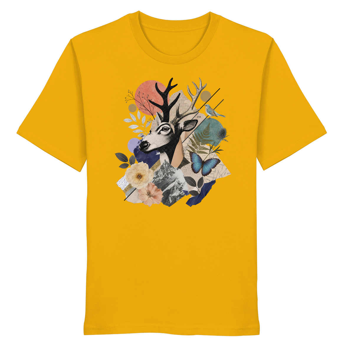 Stag Portrait Collage - Organic Shirt