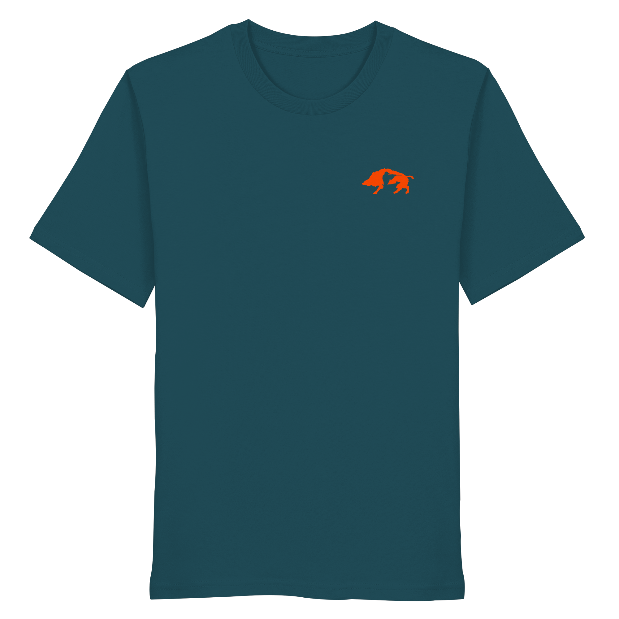 The Encounter — Boar & Hunter & Dog Silhouette Organic T-Shirt - Organic Shirt