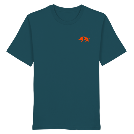 The Encounter — Boar & Hunter & Dog Silhouette Organic T-Shirt - Organic Shirt