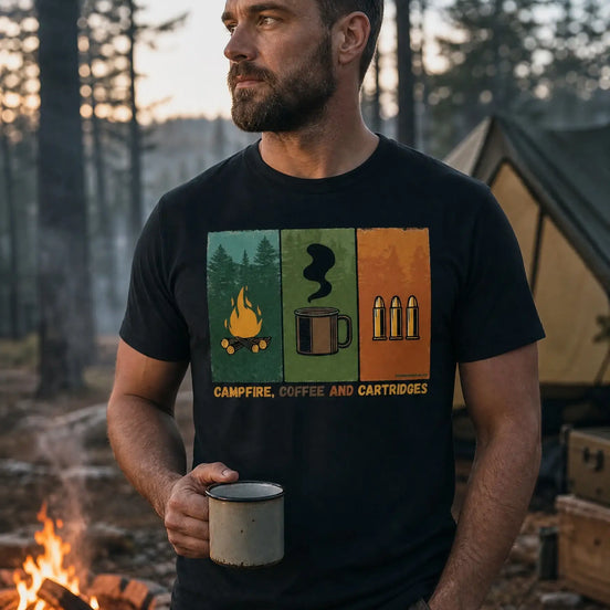Coffee, Campfire and Cartridges - Organic Shirt