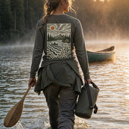 Canoe Camping Apparel – Quiet Morning on the Lake - Organic Longsleeve T-Shirt