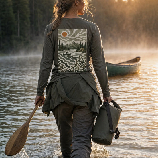 Canoe Camping Apparel – Quiet Morning on the Lake - Organic Longsleeve T-Shirt