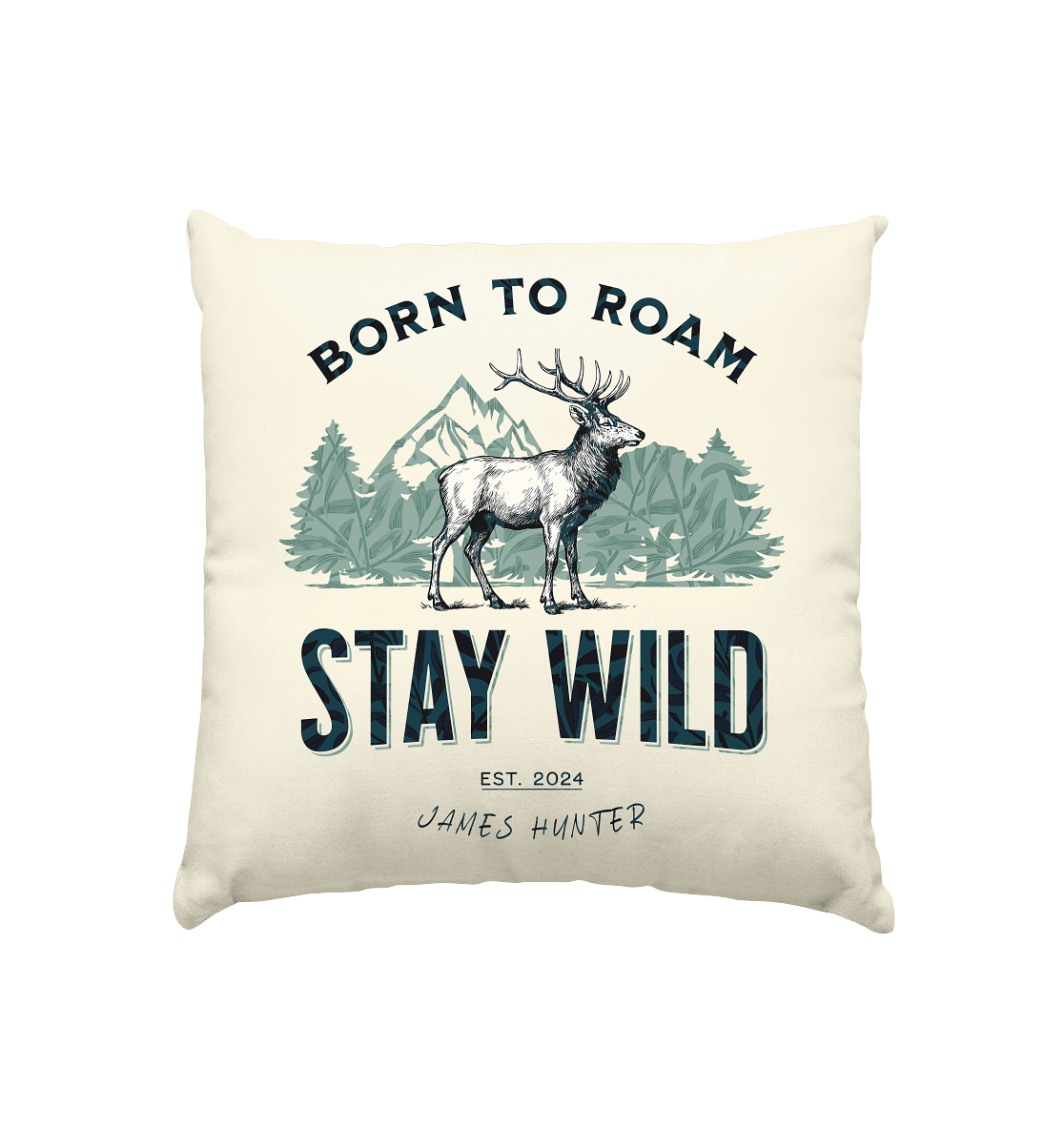 James Hunter - Nature and Beyond Home & Living Natur / 40x40cm Stay Wild — Born to Roam  - Kissen natur 40x40cm