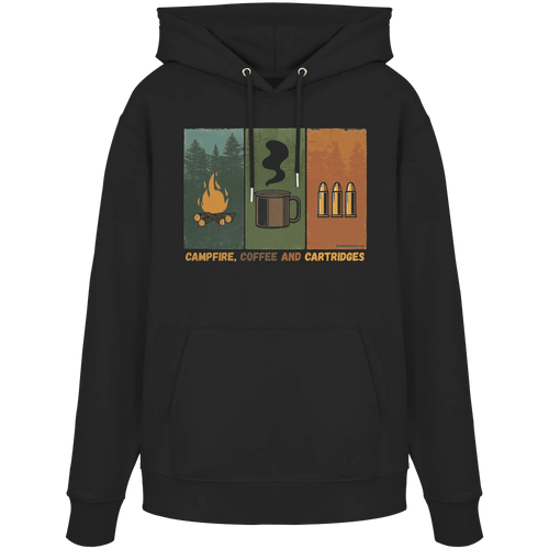 James Hunter - Nature and Beyond Hoodies Black / XS Coffe, Campfire and Cartridges - Organic Hoodie