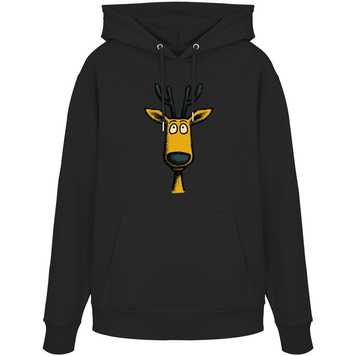 James Hunter - Nature and Beyond Hoodies Black / XS Deer Caricature - Organic Hoodie