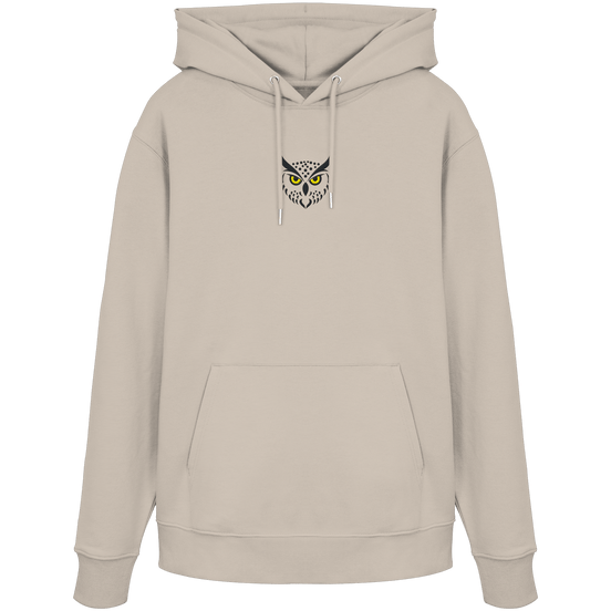 James Hunter - Nature and Beyond Hoodies Desert Dust / XS Owl Is Watching You (embroidery) - Organic Hoodie