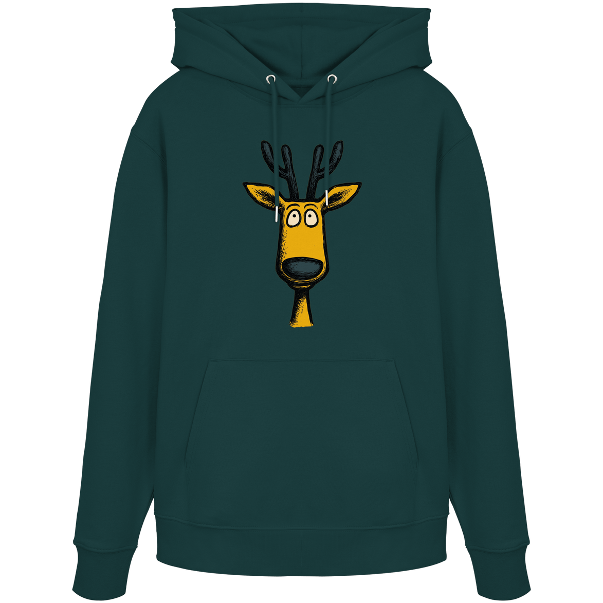 James Hunter - Nature and Beyond Hoodies Glazed Green / XS Deer Caricature - Organic Hoodie