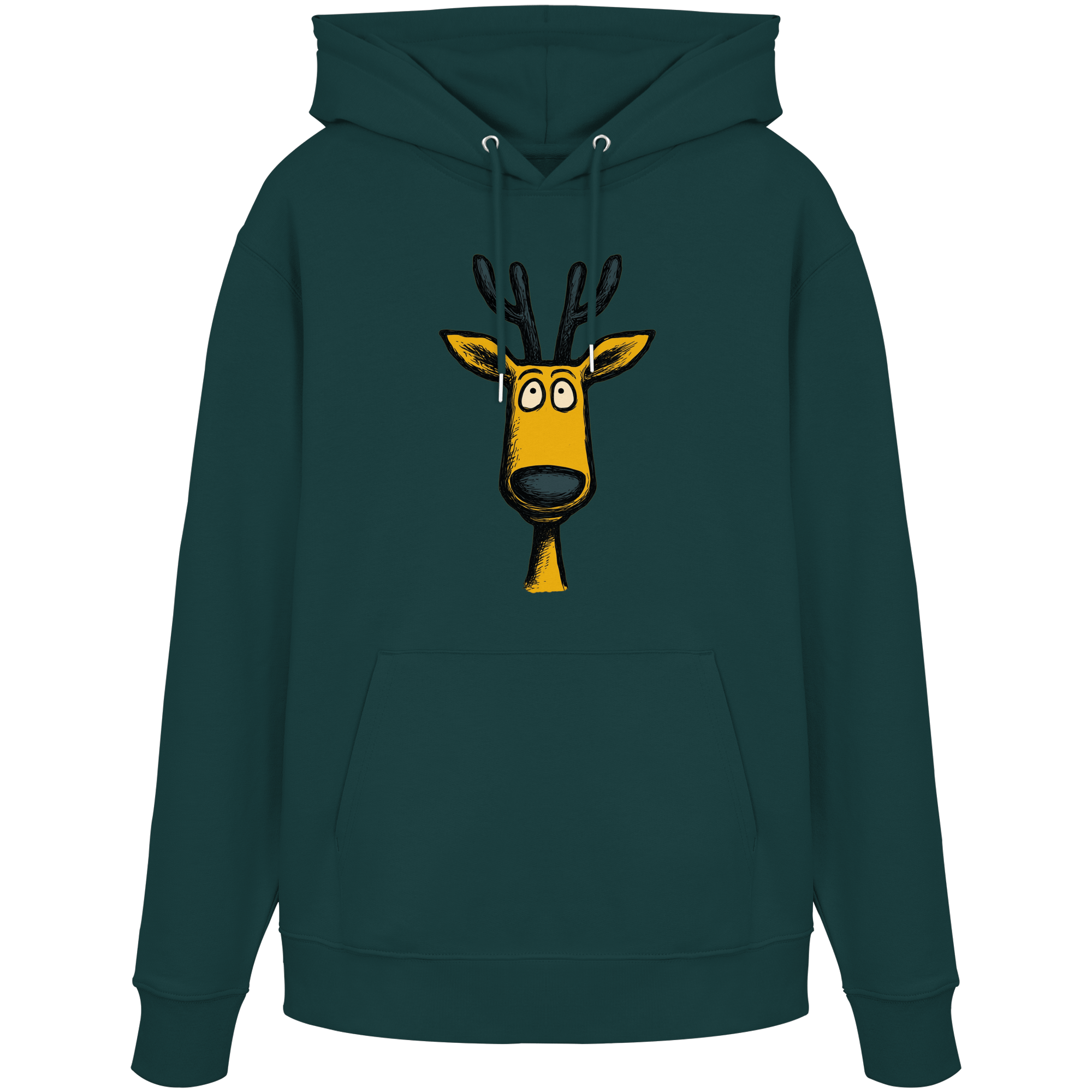 James Hunter - Nature and Beyond Hoodies Glazed Green / XS Deer Caricature - Organic Hoodie