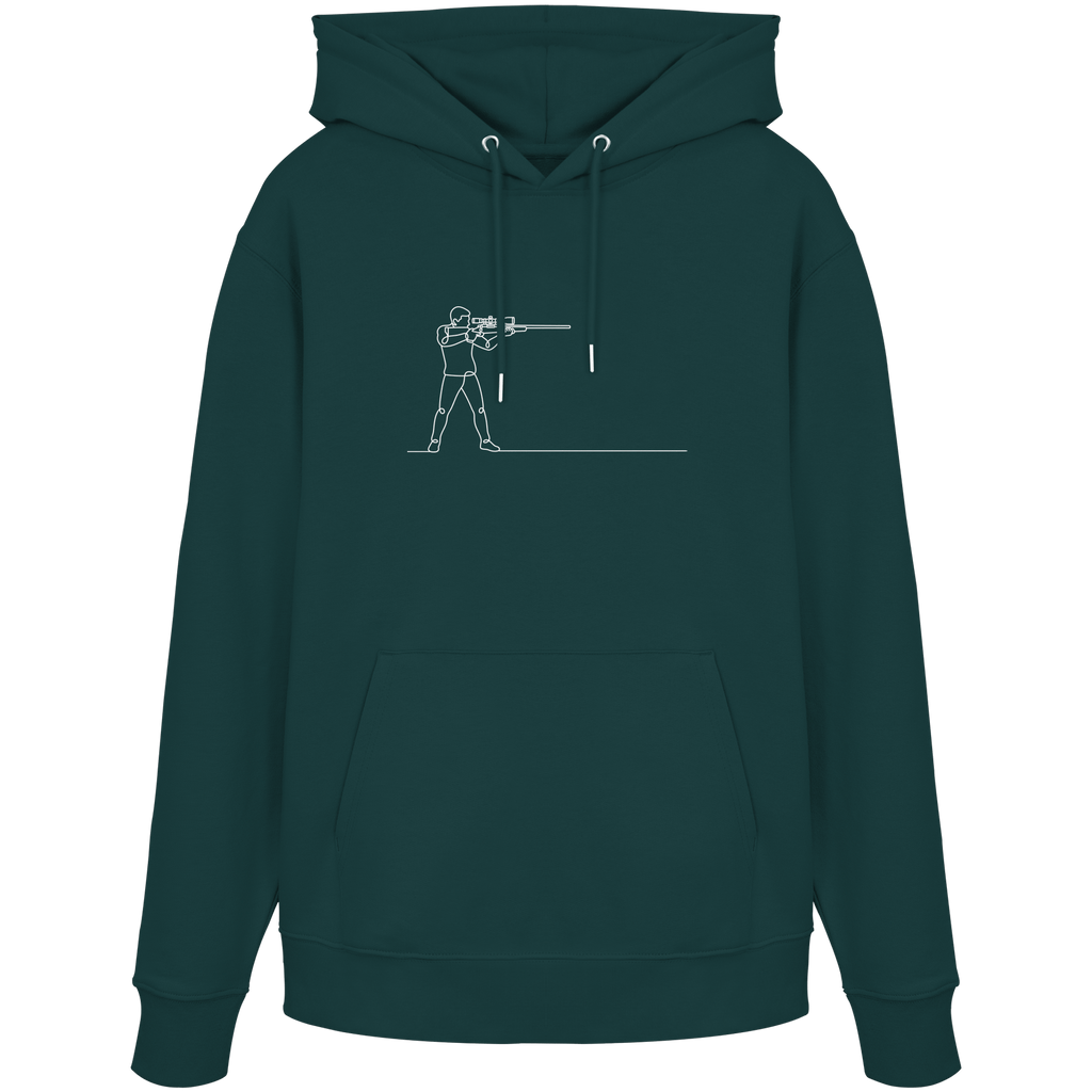 James Hunter - Nature and Beyond Hoodies Glazed Green / XS Minimalist Hunter with Rifle - Organic Hoodie
