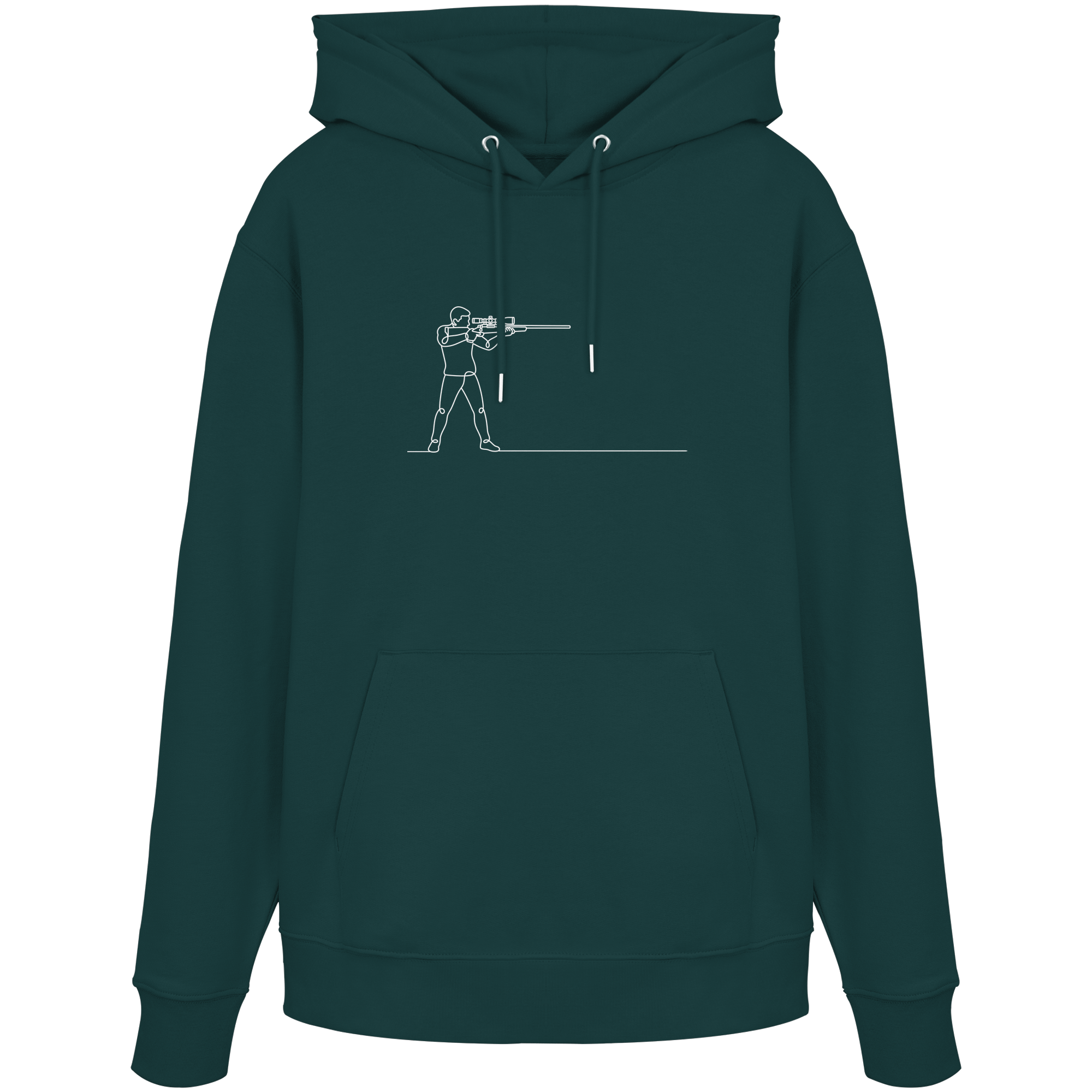 James Hunter - Nature and Beyond Hoodies Glazed Green / XS Minimalist Hunter with Rifle - Organic Hoodie