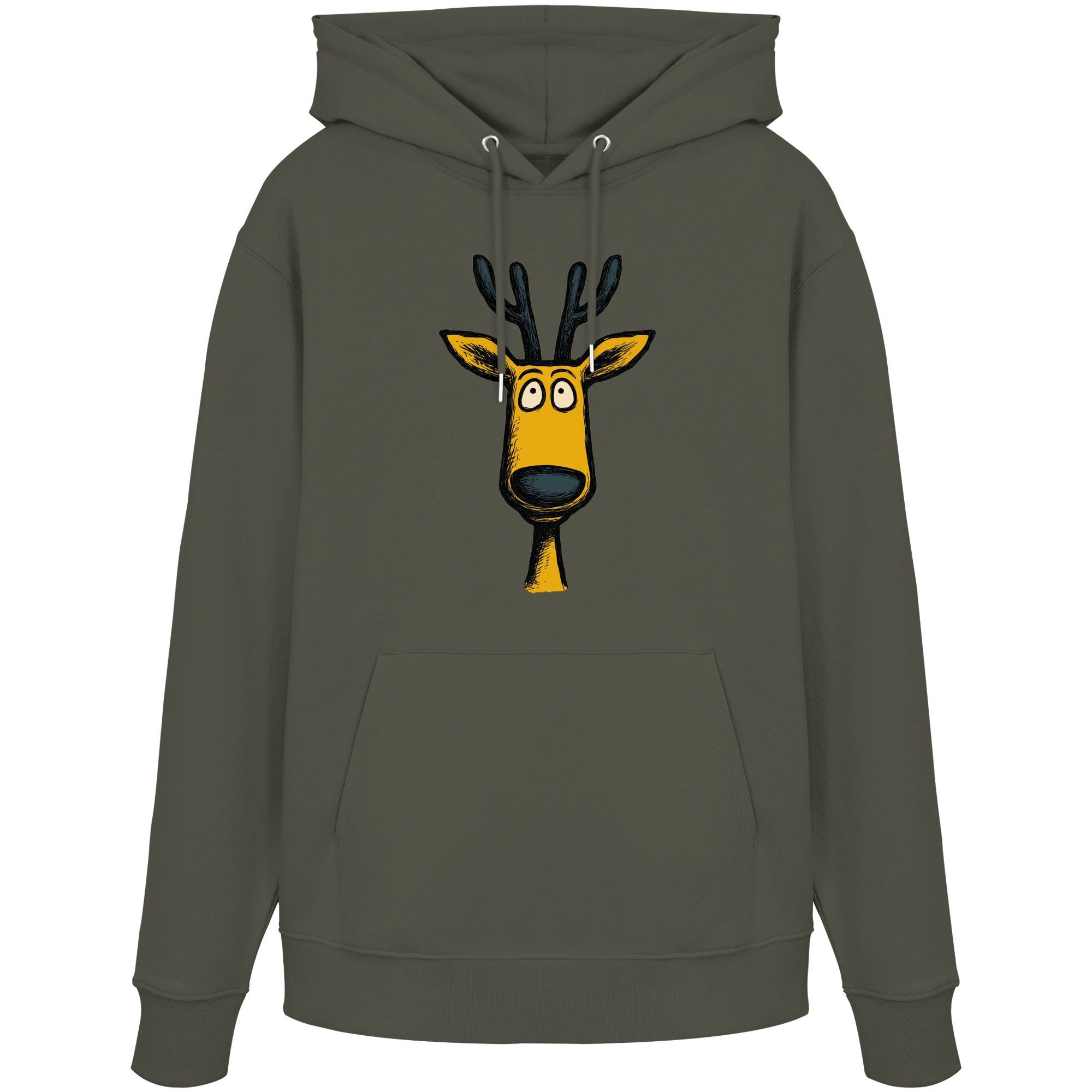 James Hunter - Nature and Beyond Hoodies Khaki / XS Deer Caricature - Organic Hoodie