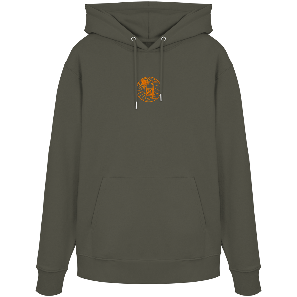 James Hunter - Nature and Beyond Hoodies Khaki / XS Man on Platform (embroidery) - Organic Hoodie