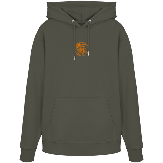 James Hunter - Nature and Beyond Hoodies Khaki / XS Man on Platform (embroidery) - Organic Hoodie