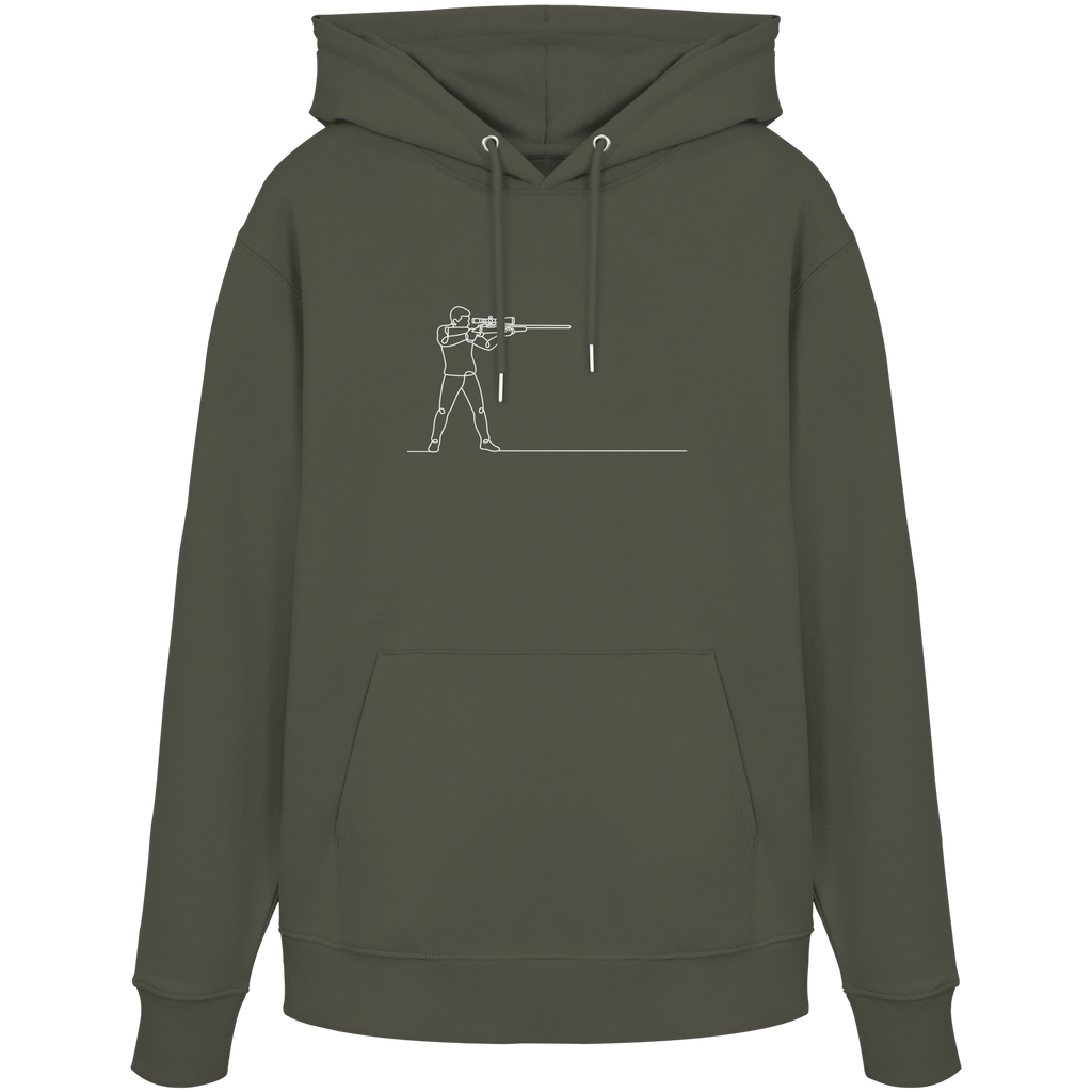 James Hunter - Nature and Beyond Hoodies Khaki / XS Minimalist Hunter with Rifle - Organic Hoodie