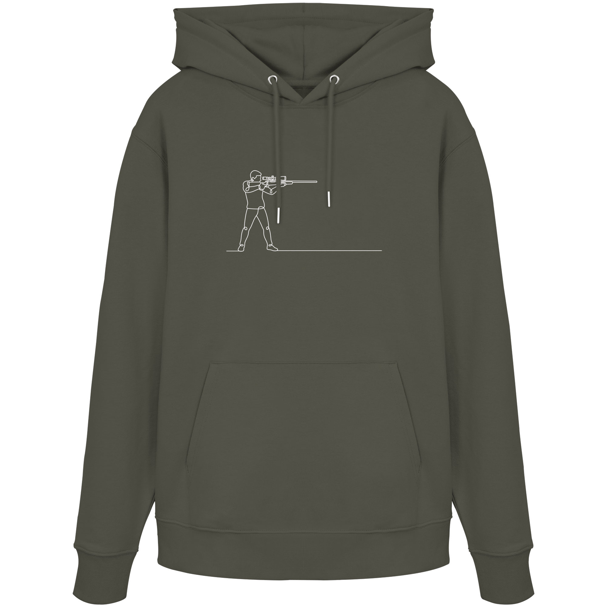 James Hunter - Nature and Beyond Hoodies Khaki / XS Minimalist Hunter with Rifle - Organic Hoodie