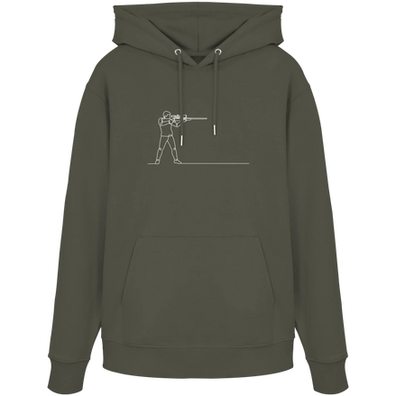 James Hunter - Nature and Beyond Hoodies Khaki / XS Minimalist Hunter with Rifle - Organic Hoodie