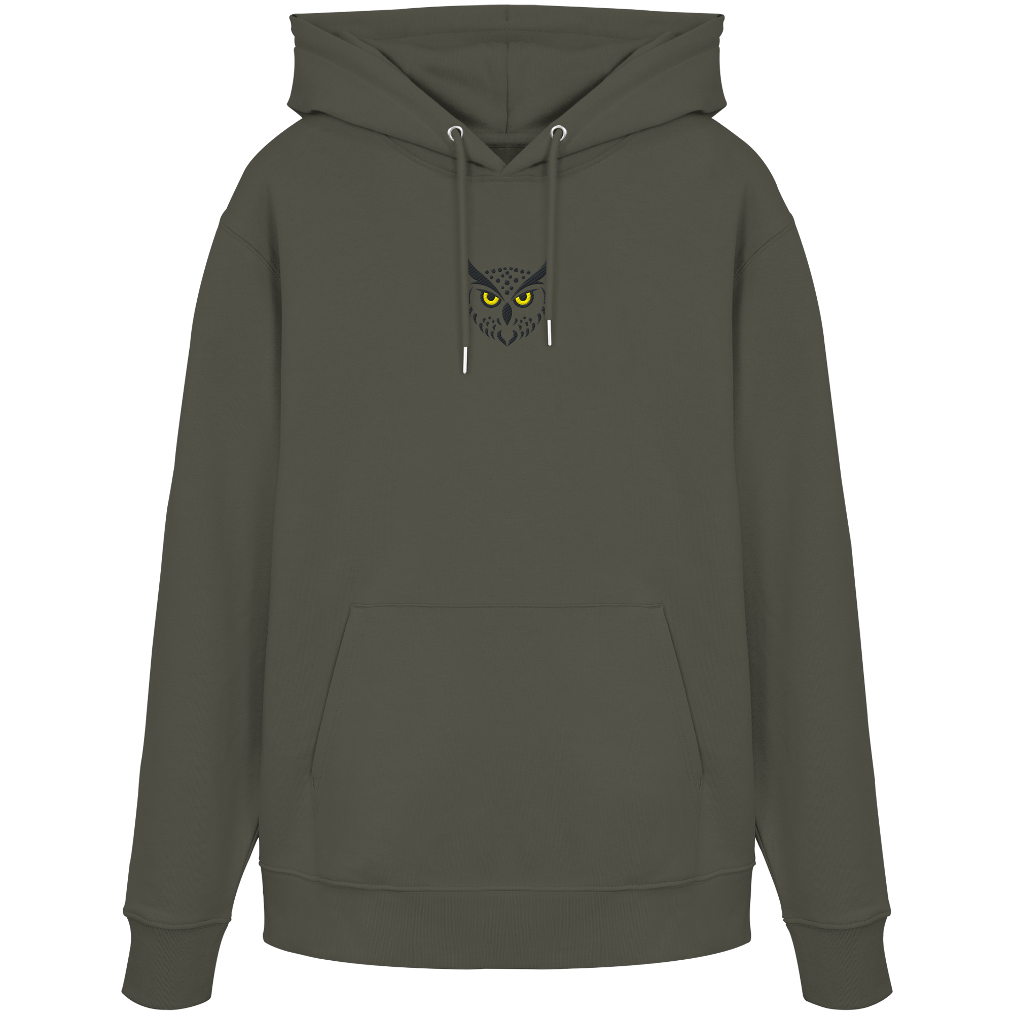 James Hunter - Nature and Beyond Hoodies Khaki / XS Owl Is Watching You (embroidery) - Organic Hoodie