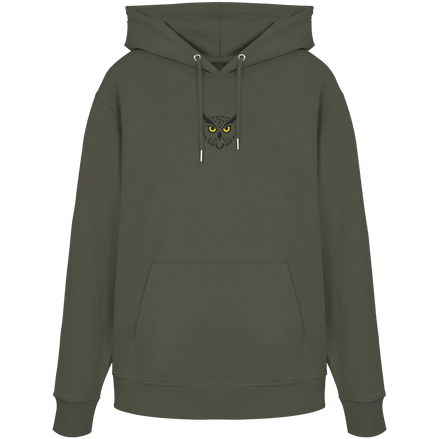 James Hunter - Nature and Beyond Hoodies Khaki / XS Owl Is Watching You (embroidery) - Organic Hoodie