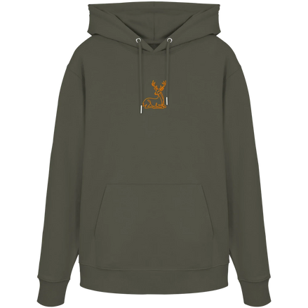 James Hunter - Nature and Beyond Hoodies Khaki / XS Resting Deer (embroidery) - Organic Hoodie