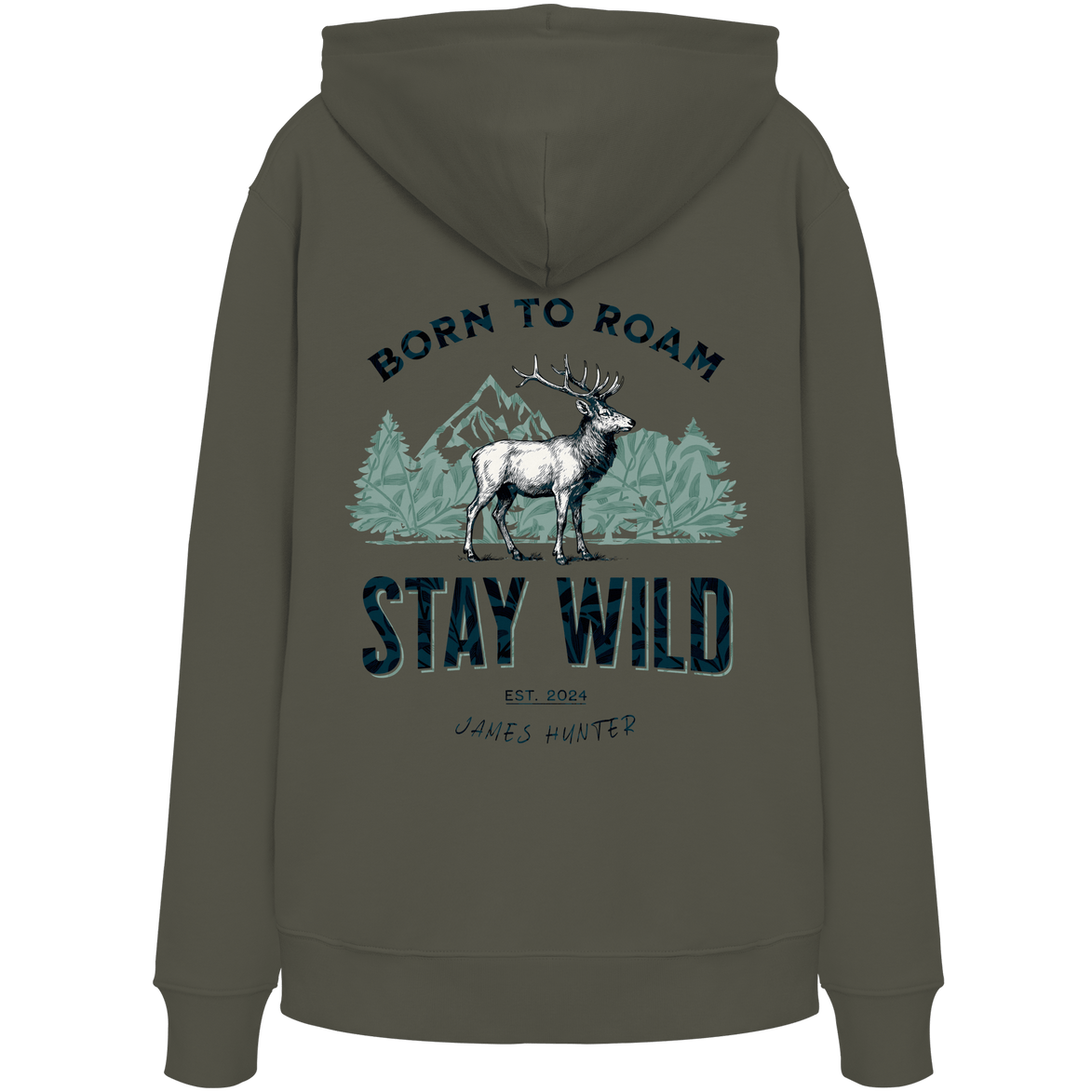 James Hunter - Nature and Beyond Hoodies Khaki / XS Stay Wild — Born to Roam - Organic Hoodie