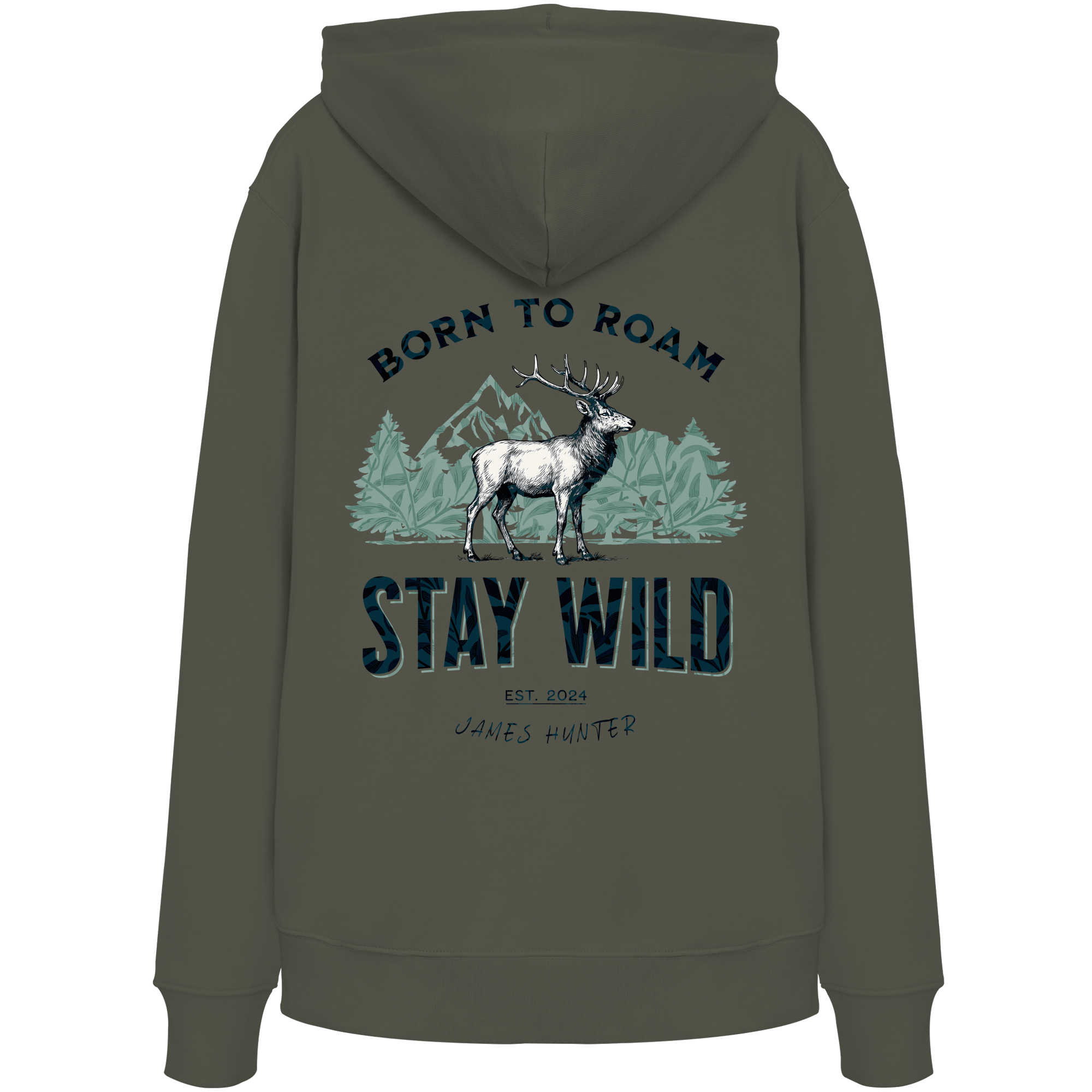 James Hunter - Nature and Beyond Hoodies Khaki / XS Stay Wild — Born to Roam - Organic Hoodie
